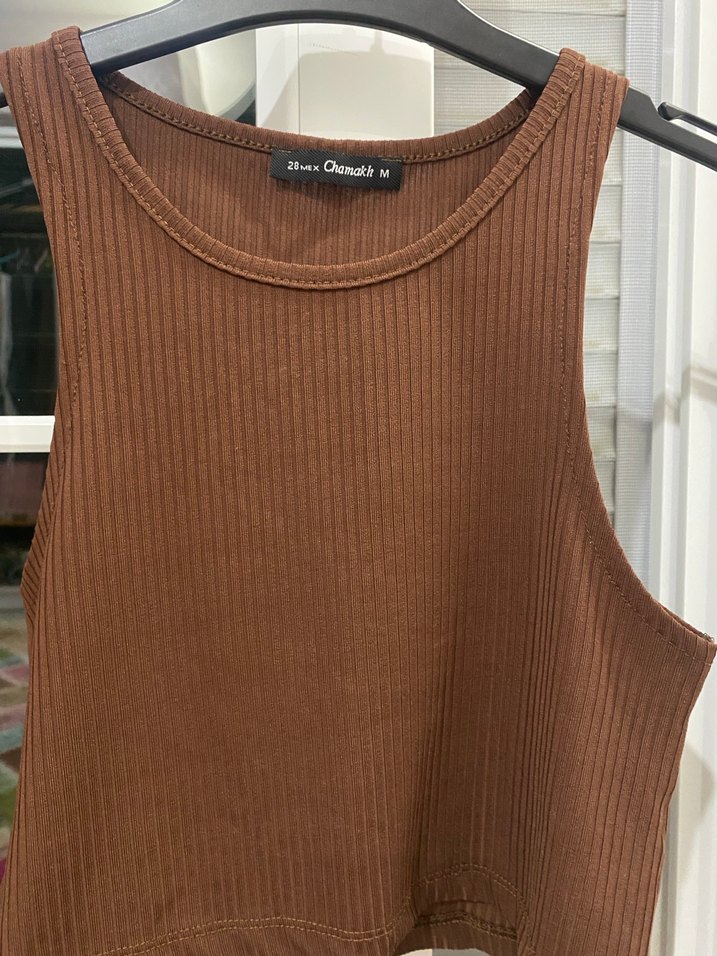 kahverengi crop top - Görsel 3