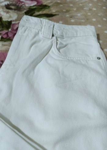 Zara Beyaz Pamuklu Rahat Kesim Kadın Pantolon - Görsel 3