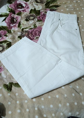 Zara Beyaz Pamuklu Rahat Kesim Kadın Pantolon - Görsel 2