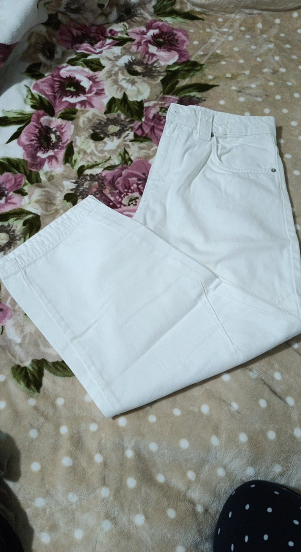 Zara Beyaz Pamuklu Rahat Kesim Kadın Pantolon - Görsel 2