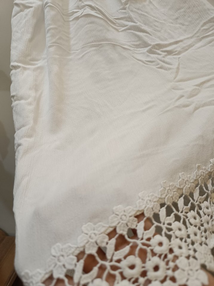 Beyaz Dantel Detaylı Bohem Uzun Elbise - Görsel 4