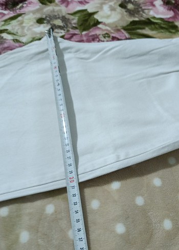 Kadın Beyaz Mini Pamuklu Bol Kesim Pantolon - Görsel 5