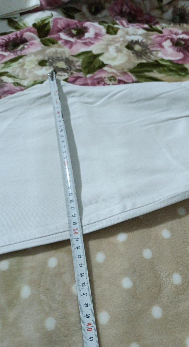 Kadın Beyaz Mini Pamuklu Bol Kesim Pantolon - Görsel 5