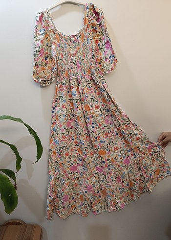 Çiçek Desenli Uzun Bohem Elbise - Görsel 2