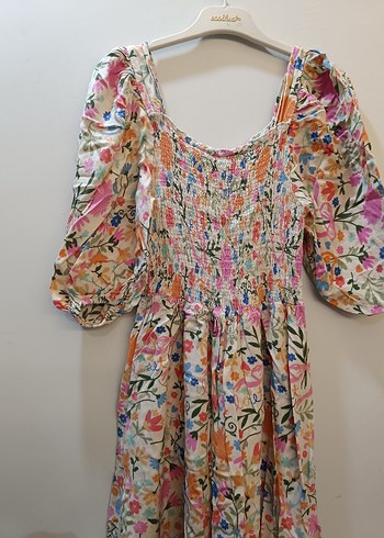 Çiçek Desenli Uzun Bohem Elbise - Görsel 4