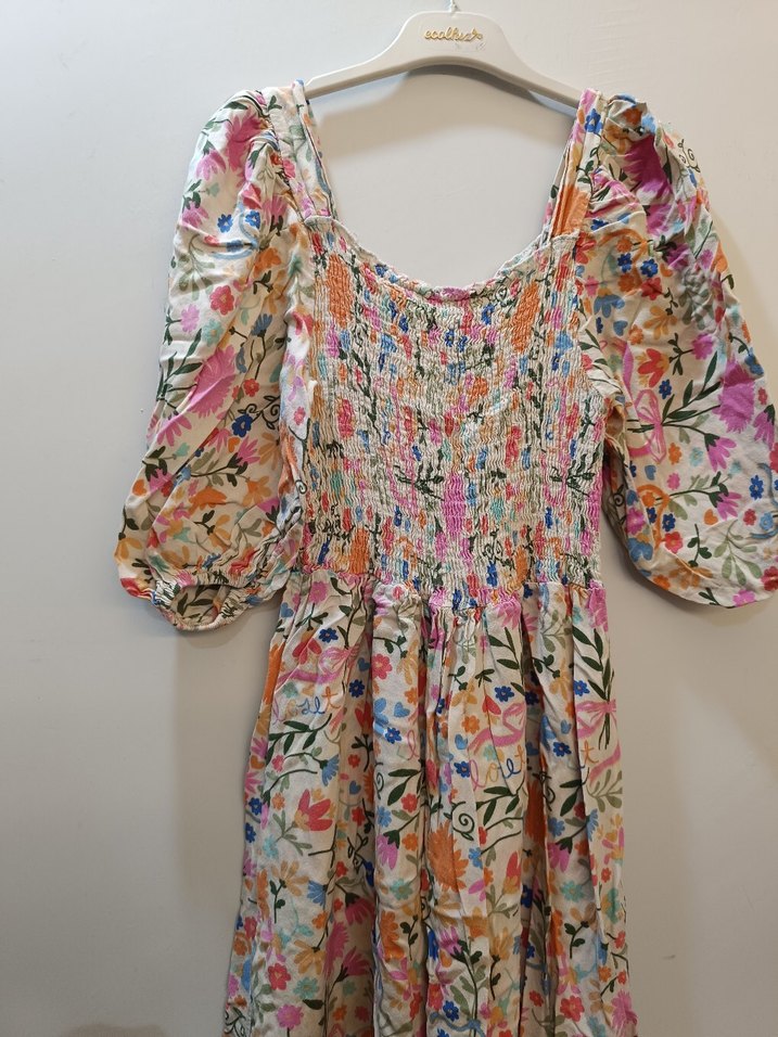 Çiçek Desenli Uzun Bohem Elbise - Görsel 4