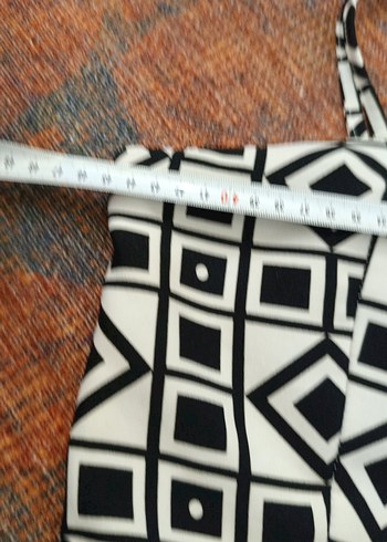 Kadın Beyaz Siyah Desenli Uzun Tulum - Görsel 5