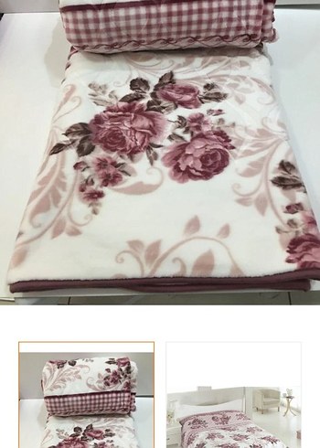 sarar Pembe Çiçek Desenli battaniye - Görsel 4