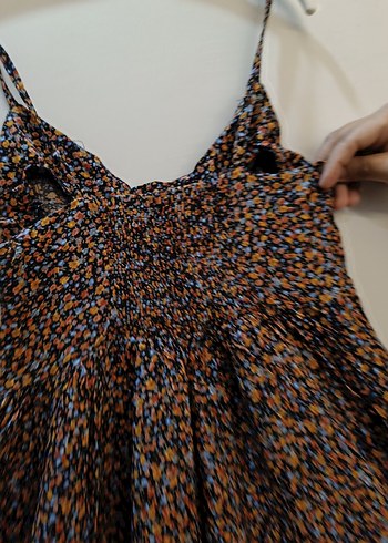 Bohem Tarzı Uzun Askılı Kahverengi Elbise - Görsel 5