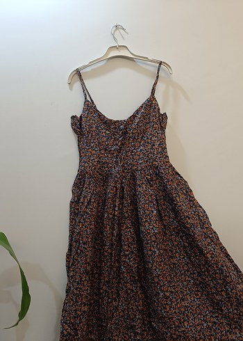 Bohem Tarzı Uzun Askılı Kahverengi Elbise - Görsel 3