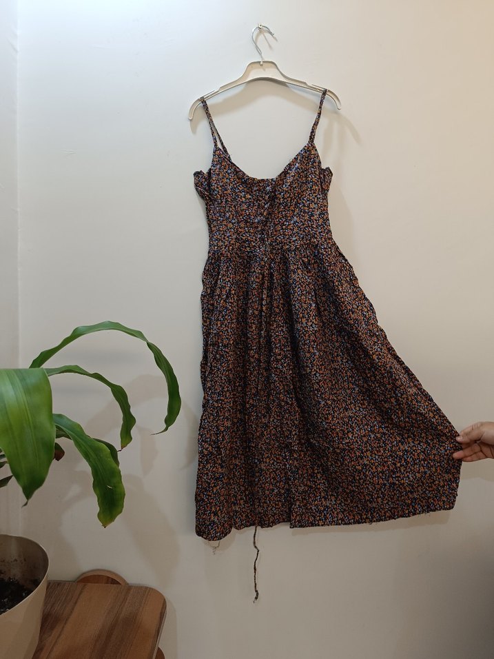 Bohem Tarzı Uzun Askılı Kahverengi Elbise - Görsel 2