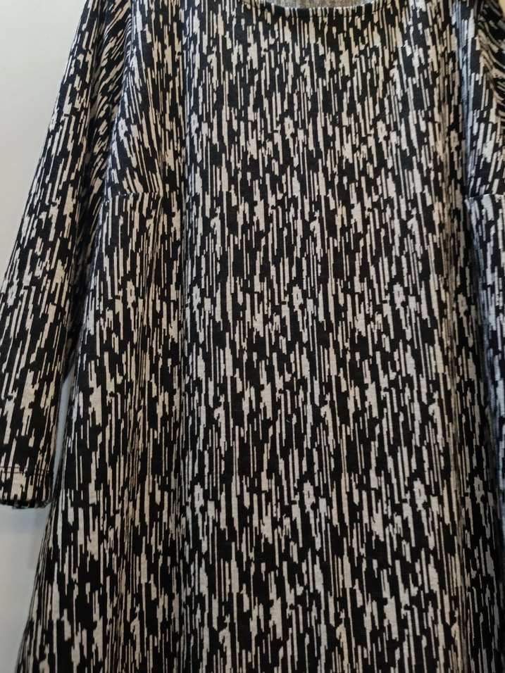 Gri Zebra Desenli Uzun Kollu Triko Elbise - Görsel 5