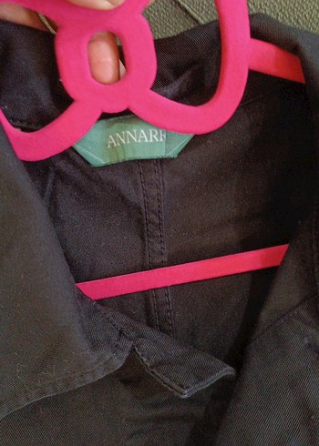 siyah keten trençkot ANNARR - Görsel 7