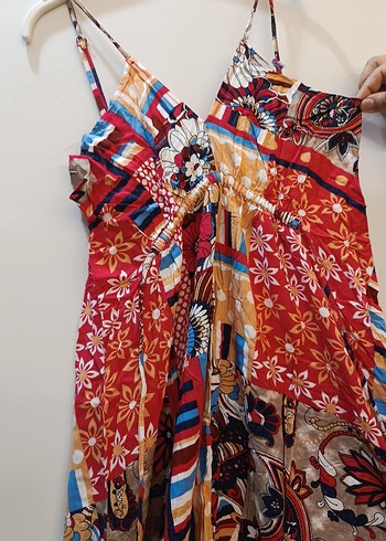 Renkli Bohem Kadın elbise - Görsel 5