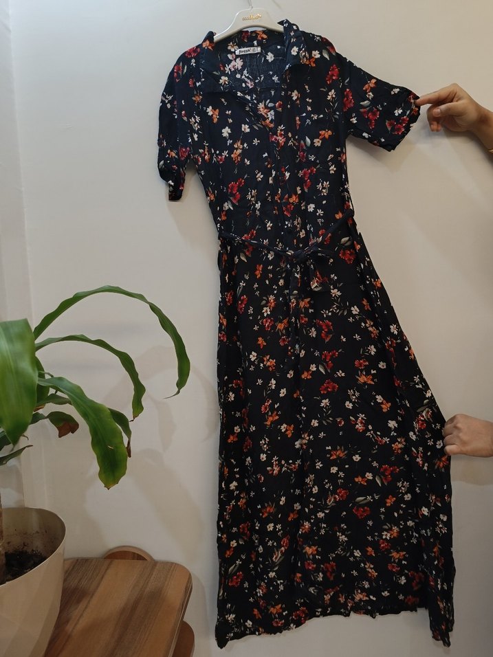 Çiçek Desenli Bohem Uzun Elbise - Görsel 2