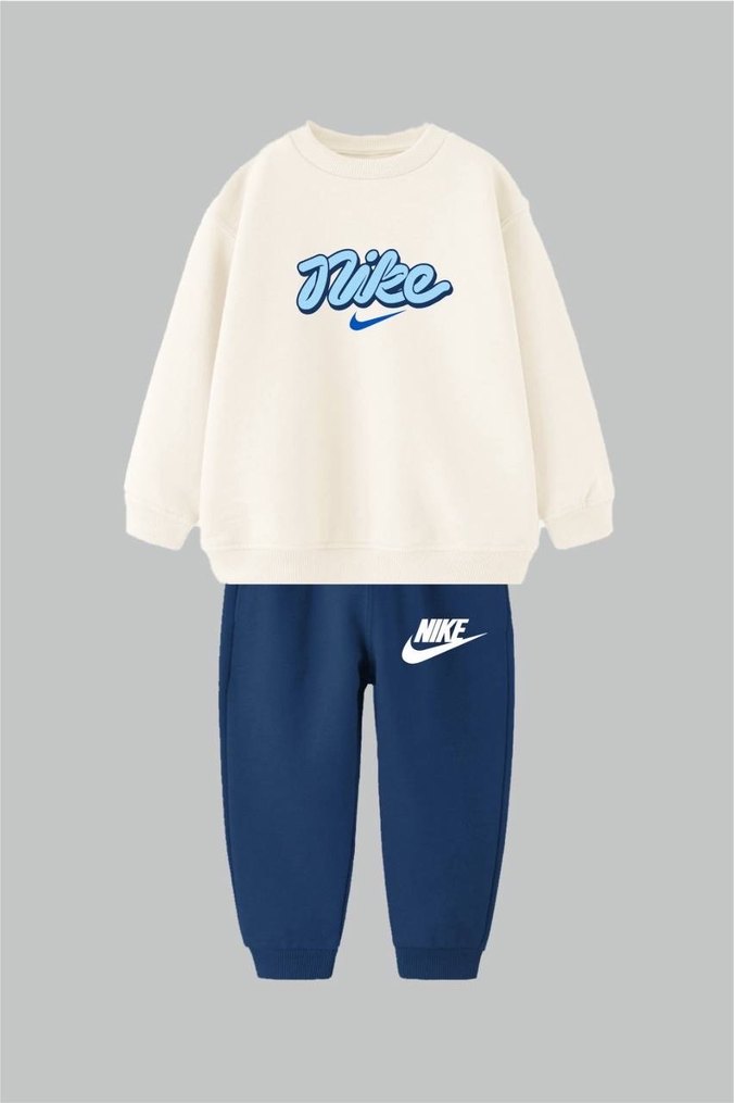 Nike Erkek Çocuk Beyaz Sweatshirt ve Eşofman Altı - Görsel 2