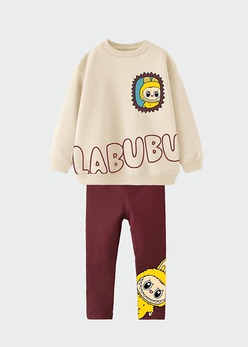 Labubu baskılı kız çocuk takım - Görsel 2