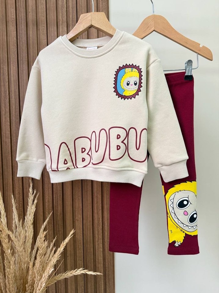 Labubu baskılı kız çocuk takım - Görsel 4