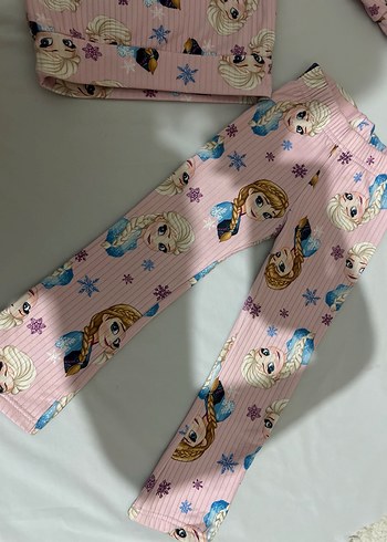 5-6 yaş Kız çocuk Pembe frozen Desenli  Takım - Görsel 2