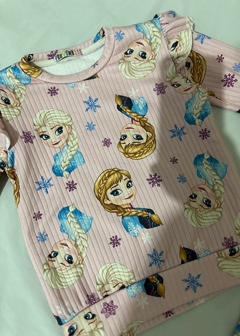 5-6 yaş Kız çocuk Pembe frozen Desenli  Takım - Görsel 5
