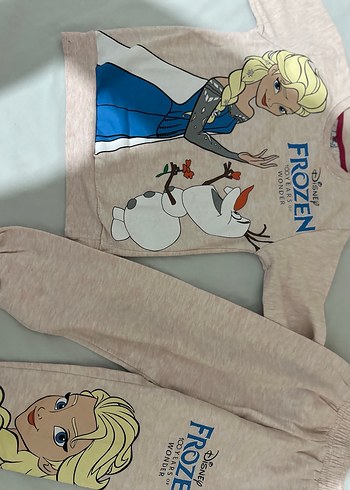 6-7 yaş Pudra  Frozen Baskılı Kız Eşofman Takımı - Görsel 2