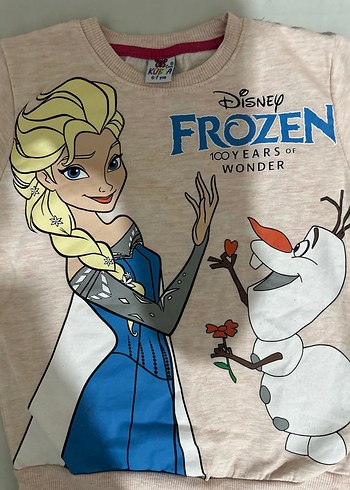 6-7 yaş Pudra  Frozen Baskılı Kız Eşofman Takımı - Görsel 5