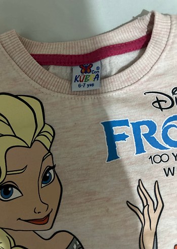 6-7 yaş Pudra  Frozen Baskılı Kız Eşofman Takımı - Görsel 4