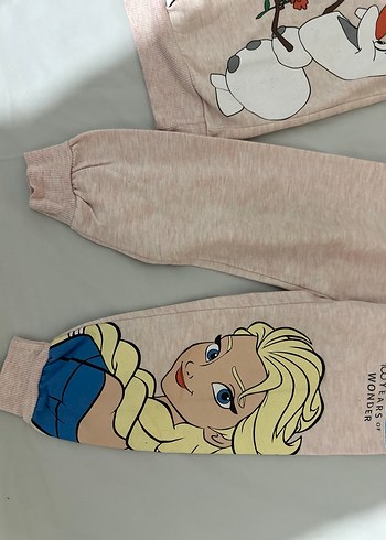 6-7 yaş Pudra  Frozen Baskılı Kız Eşofman Takımı - Görsel 3