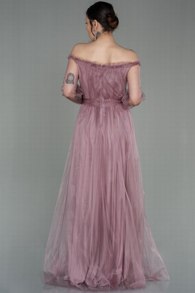 L beden Pembe Uzun Kollu Notalı Yaka Nişan Elbisesi - Görsel 4