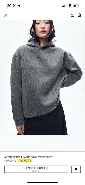 Zara kapüşonlu sweatshirt-etiketli