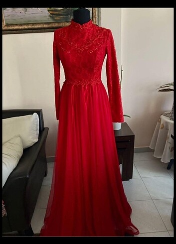 38 Beden kırmızı Renk Kına elbisesi 