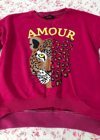 m Beden Kadın Pembe Baskılı Sweatshirt