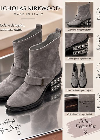 Nicholas Kirkwood Gri Suet İnci Detayli Bot 39 Numara