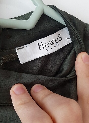 36 Beden Yeşil/haki Saten Elbise