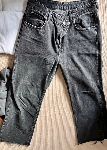 Trendyol & Milla Koyu Gri Yikamali Rahat Denim Jean Bol Paca