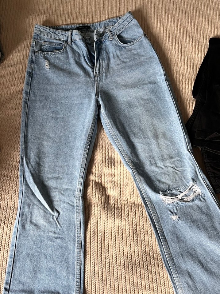 Açık Mavi Yıkamalı Rahat Denim wide leg jean — görsel 3/4