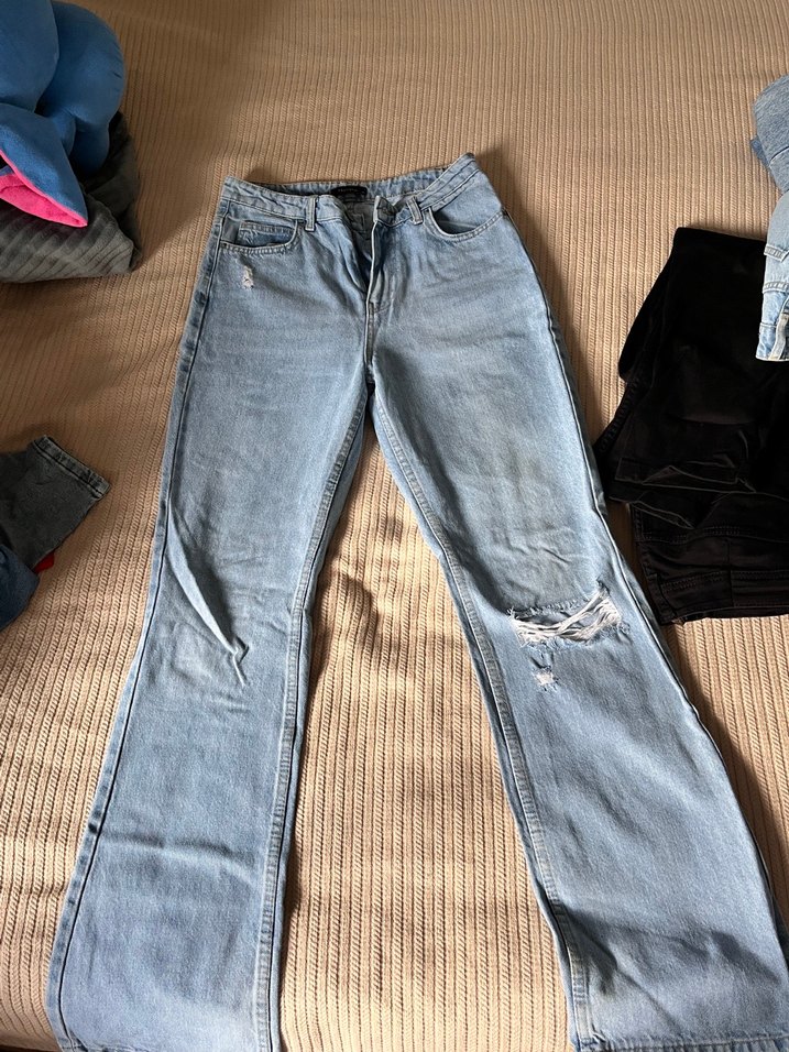 Açık Mavi Yıkamalı Rahat Denim wide leg jean — görsel 2/4