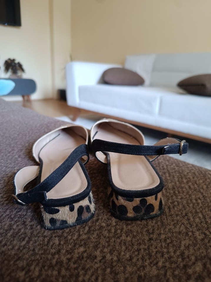 41 numara Leopar Desenli Süet Stiletto - Görsel 2