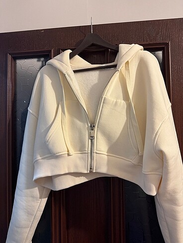 Fermuarlı kısa sweat shirt