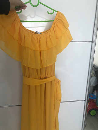 38 Beden Sarı şık elbise