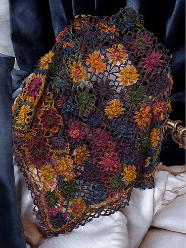 Vintage el örgüsü şal - Görsel 2