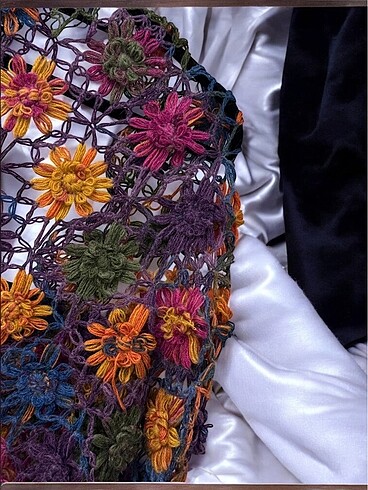 Vintage el örgüsü şal - Görsel 3