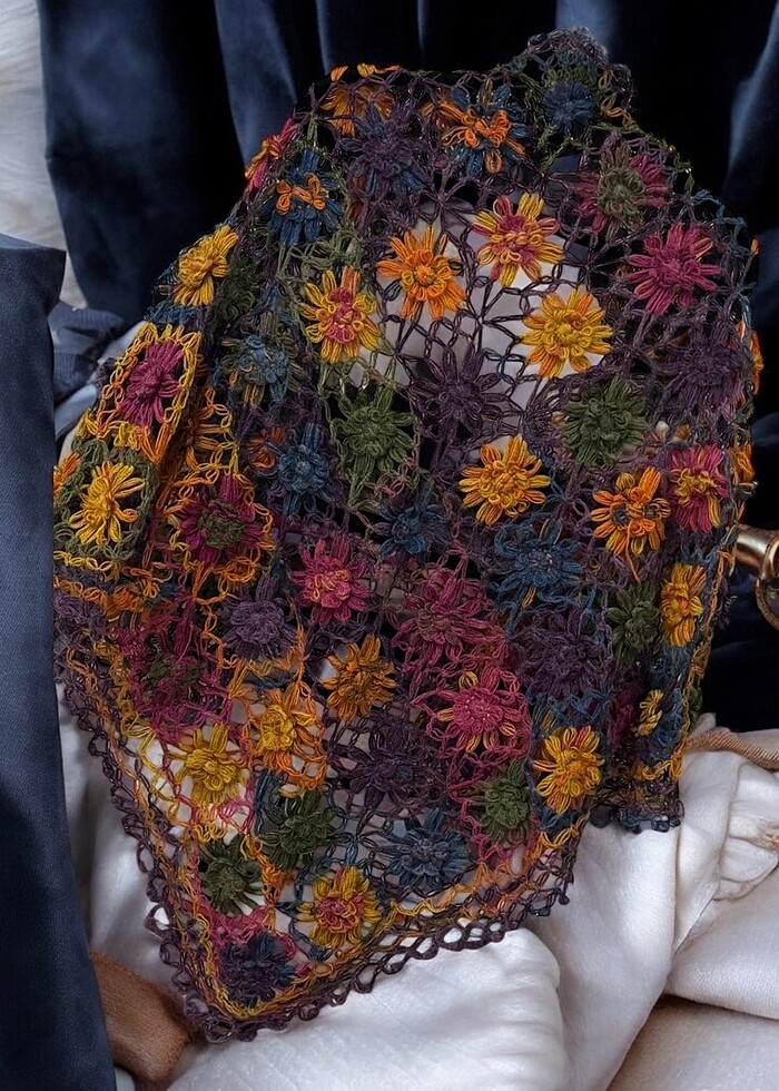 Vintage el örgüsü şal - Görsel 2