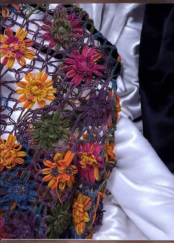 Vintage el örgüsü şal - Görsel 3