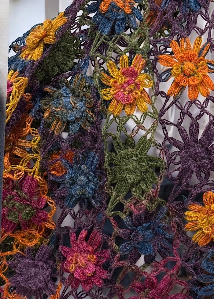 Vintage el örgüsü şal - Görsel 4