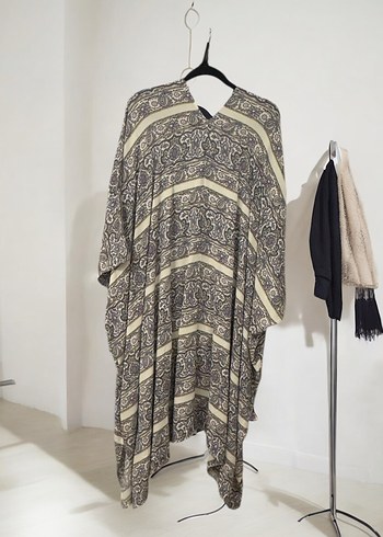 Bohem Gri Uzun Salaş Kimono - Görsel 3