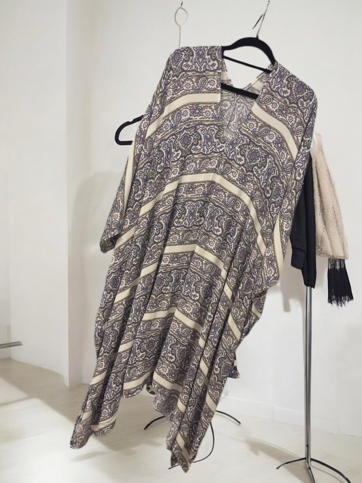 Bohem Gri Uzun Salaş Kimono - Görsel 2