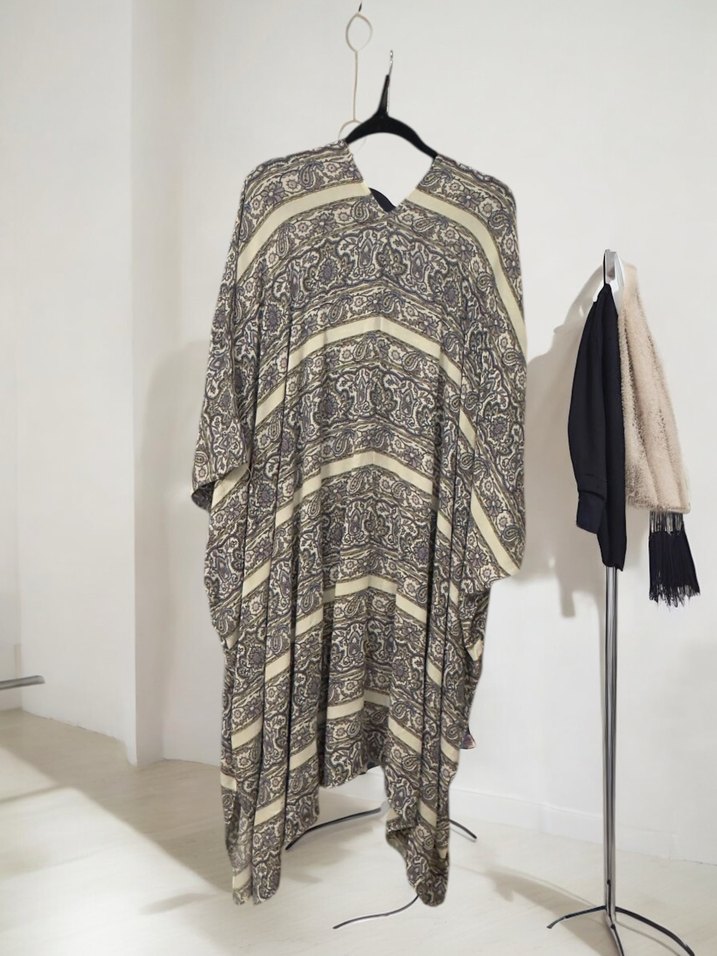 Bohem Gri Uzun Salaş Kimono - Görsel 3