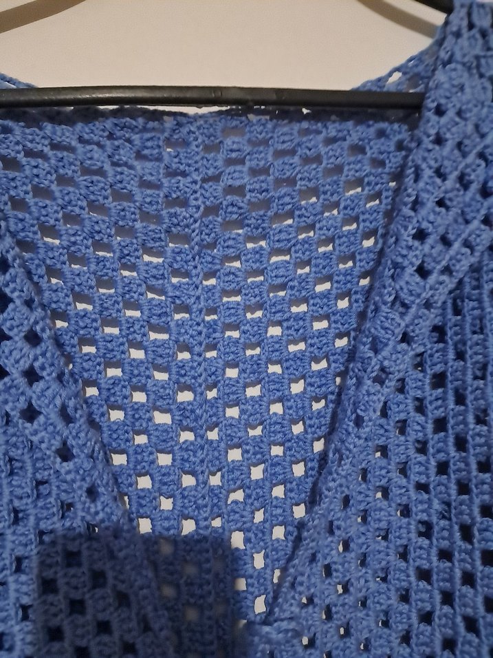 Mavi Örgü Kadın Hırka - Görsel 2