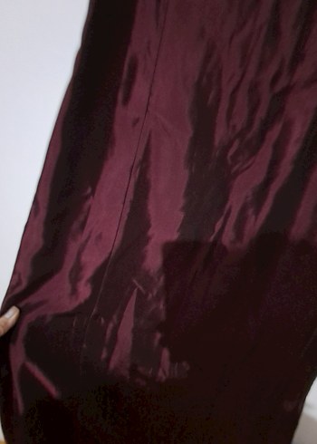 Bordo Uzun Askılı Drapeli Abiye Elbise - Görsel 4